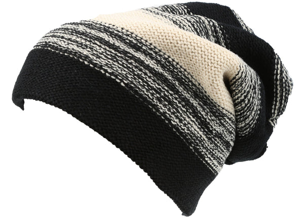 Sakkas Sakkas Balmn Long Tall Classic Striped Heather Faux Fur Lined Unisex Beanie Hat