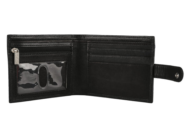 Sakkas Sakkas Bifold Press Stud Mens Leather Wallet With Gift Bag