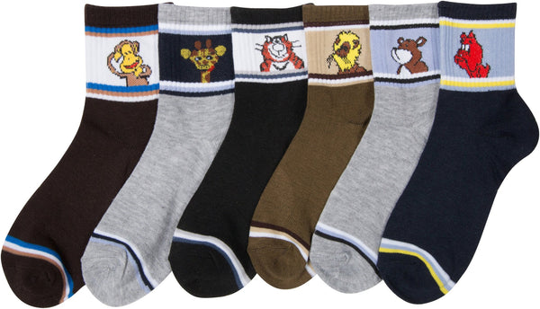 Sakkas Sakkas Boy's Playful Pattern Assorted Crew Socks 6-Pack
