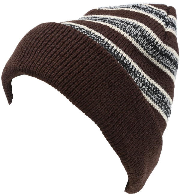 Sakkas Sakkas Cabbey Mid Weight Striped Multi Colored Ribbed Knit Unisex Beanie Hat