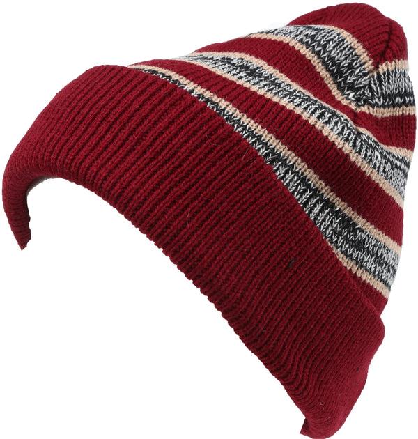 Sakkas Sakkas Cabbey Mid Weight Striped Multi Colored Ribbed Knit Unisex Beanie Hat