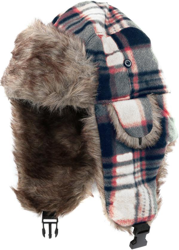 Sakkas Sakkas Caele Unisex Ear Flap Faux Fur Lined Chin Buckle Strap Winter Trooper Hat