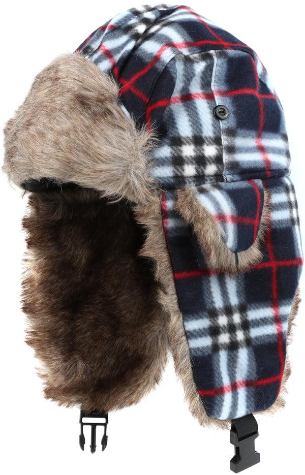 Sakkas Sakkas Caele Unisex Ear Flap Faux Fur Lined Chin Buckle Strap Winter Trooper Hat