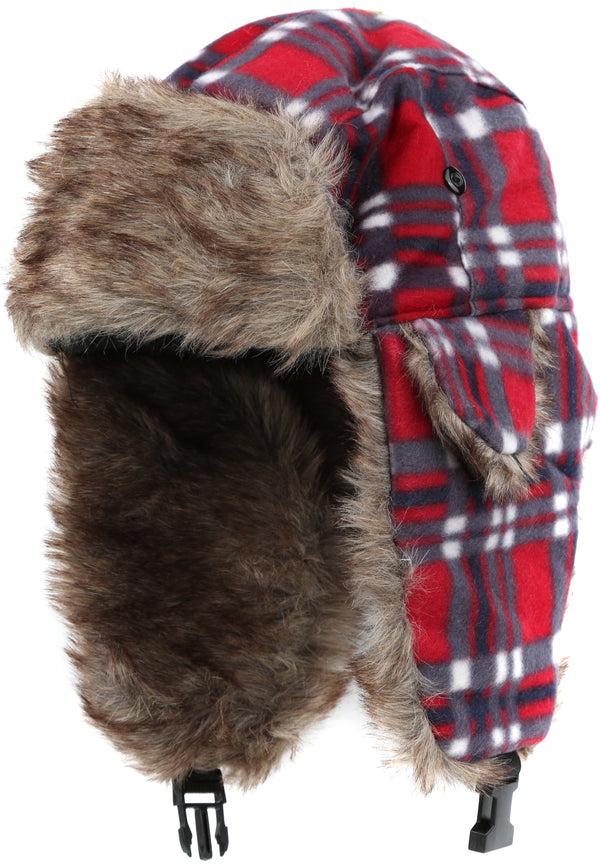 Sakkas Sakkas Caele Unisex Ear Flap Faux Fur Lined Chin Buckle Strap Winter Trooper Hat