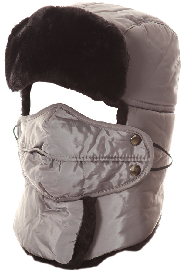 Sakkas Sakkas Dab Unisex Faux Fur Ushanka Trapper Hat Chin Strap Removable Mask Russian Aviator Trooper Winter Hat For Men & Women