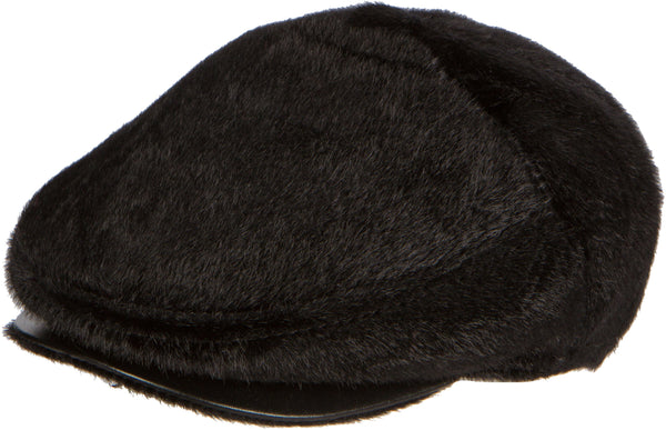 sakkas Sakkas Faux Mink Fur Back Flap Ivy Driving Newsboy Cap Hat Adjustable Snap Front