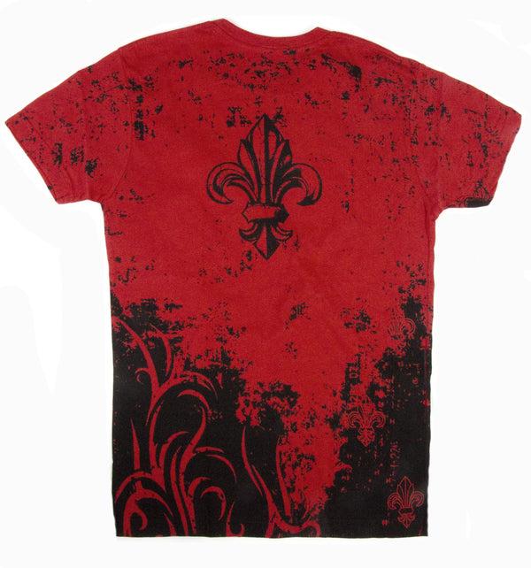Sakkas Sakkas Fleur De Lis Tree Branches Metallic Silver Embossed Cotton Mens T-Shirt