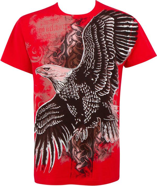 Sakkas Sakkas Flying Eagle Metallic Silver Embossed Cotton Mens Fashion T-Shirt