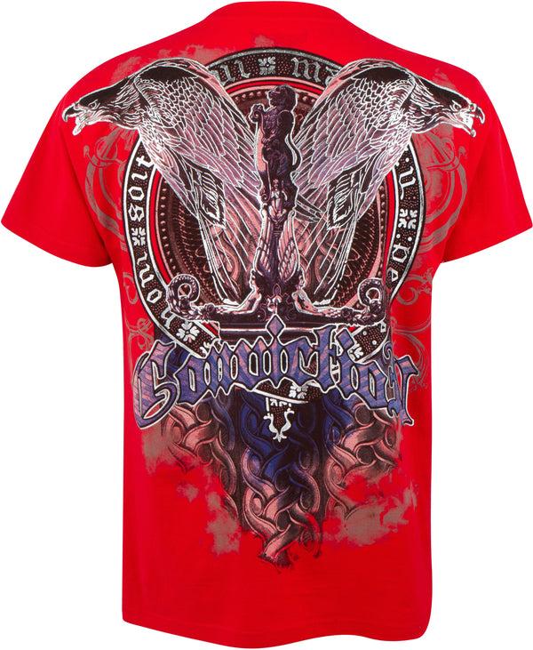 Sakkas Sakkas Flying Eagle Metallic Silver Embossed Cotton Mens Fashion T-Shirt
