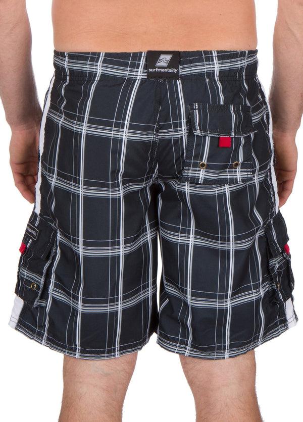Sakkas Sakkas Jaxon Plaid Stretch Waistband No Wet Swim Trunk/ Boardshorts