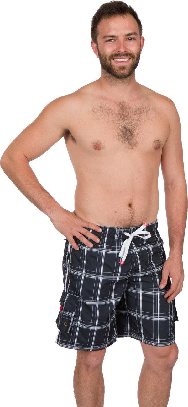 Sakkas Sakkas Jaxon Plaid Stretch Waistband No Wet Swim Trunk/ Boardshorts
