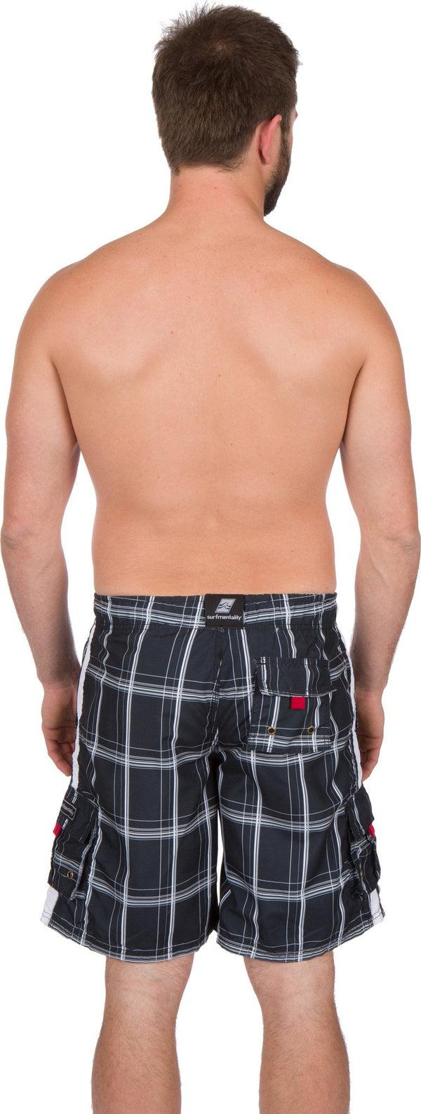 Sakkas Sakkas Jaxon Plaid Stretch Waistband No Wet Swim Trunk/ Boardshorts