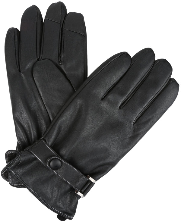 sakkas Sakkas Kaleem Adjustable Snap Touch Screen Compatible Driving Faux Leather Gloves
