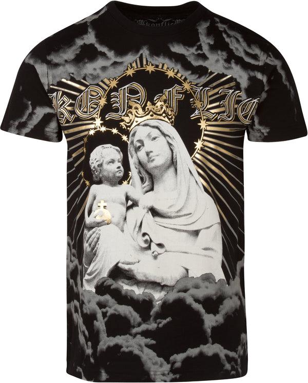 sakkas Sakkas Liam Mens Everyday Short Sleeve Cotton Embossed T-shirt Virgin & Baby Jesus