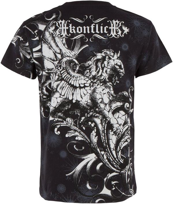 Sakkas Sakkas Lion And Vines Metallic Silver Embossed Cotton Mens Fashion T-Shirt