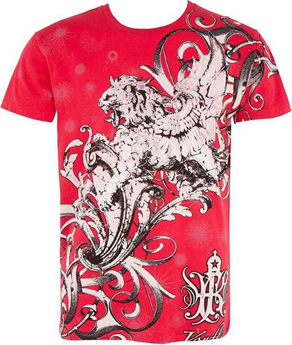 Sakkas Sakkas Lion And Vines Metallic Silver Embossed Cotton Mens Fashion T-Shirt