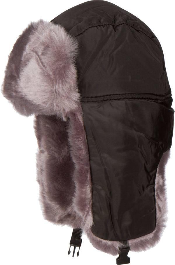 sakkas Sakkas Martin Unisex Adjustable Warm Russian Aviator Trooper Trapper Ushanka Hat Faux Mink Fur and Nylon Cold Weather Outdoor