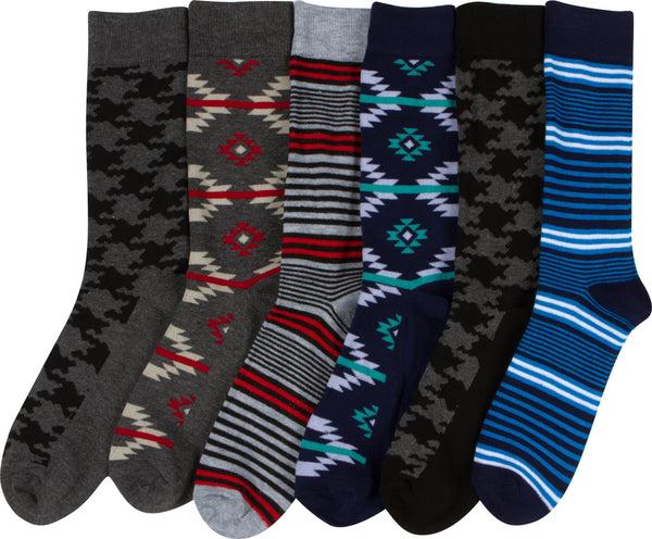 Sakkas Sakkas Men's Crew High Patterned Colorful Design Dress Socks Asst Value 6-Pack