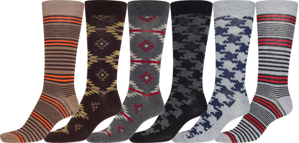 Sakkas Sakkas Men's Crew High Patterned Colorful Design Dress Socks Asst Value 6-Pack
