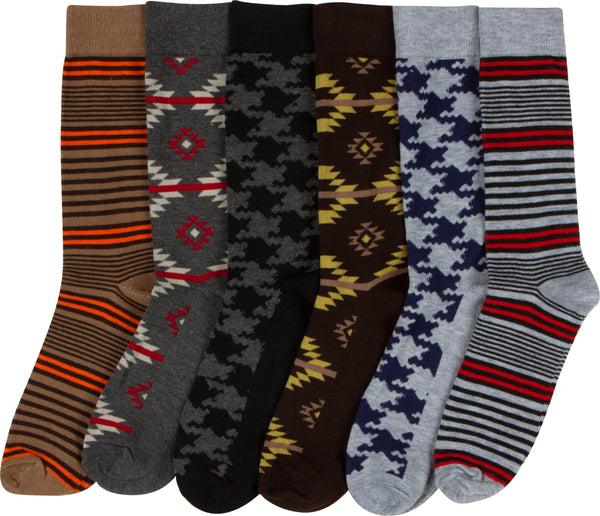Sakkas Sakkas Men's Crew High Patterned Colorful Design Dress Socks Asst Value 6-Pack