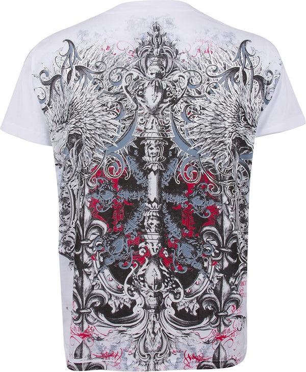 Sakkas Sakkas Men's Silver Embossed Eagle Head V-Neck T-Shirt: A Fashionable Short Sleeve Cotton Tee