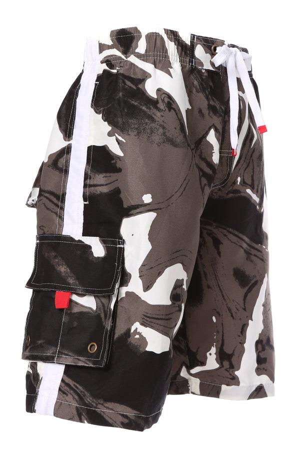 sakkas Sakkas Mens Multi Color Wave Design Skate Surf Board Short / Swim Trunks