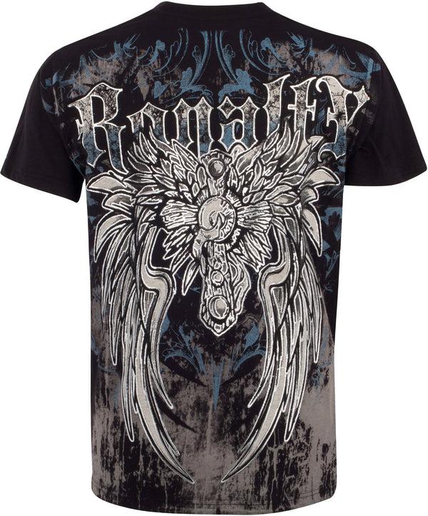 Sakkas Sakkas Royalty Fleur De Lis Metallic Silver Embossed Cotton Mens Fashion T-Shirt