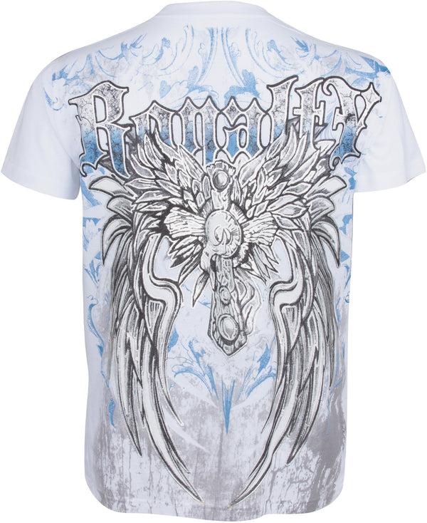 Sakkas Sakkas Royalty Fleur De Lis Metallic Silver Embossed Cotton Mens Fashion T-Shirt