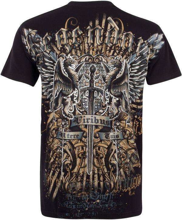 Sakkas Sakkas Sword And Griffin Metallic Silver Embossed Cotton Mens Fashion T-shirt