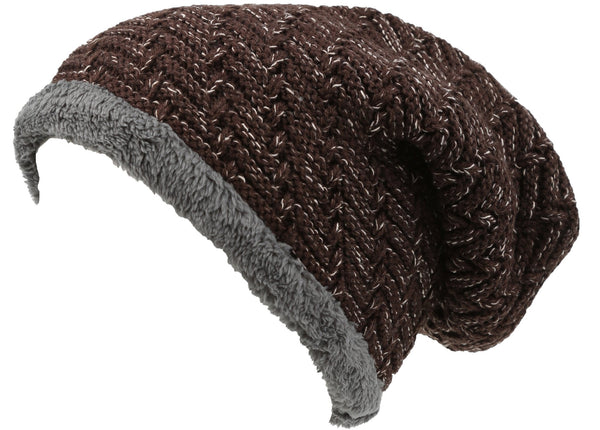 Sakkas Sakkas Veloce Tall Long Heathered Faux Fur Shearling Lined Unisex Beanie Hat