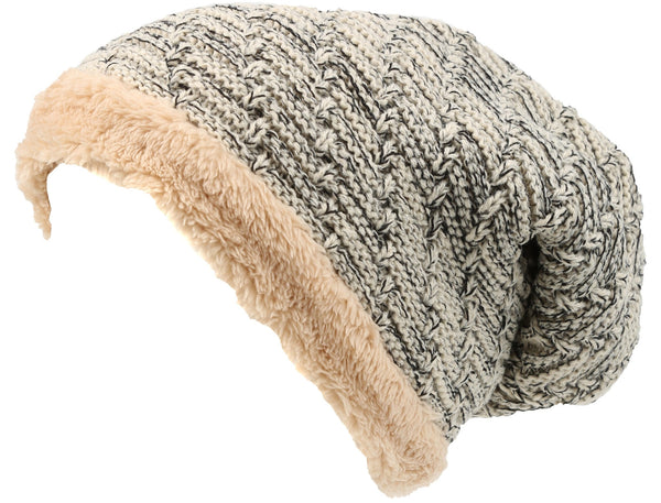 Sakkas Sakkas Veloce Tall Long Heathered Faux Fur Shearling Lined Unisex Beanie Hat