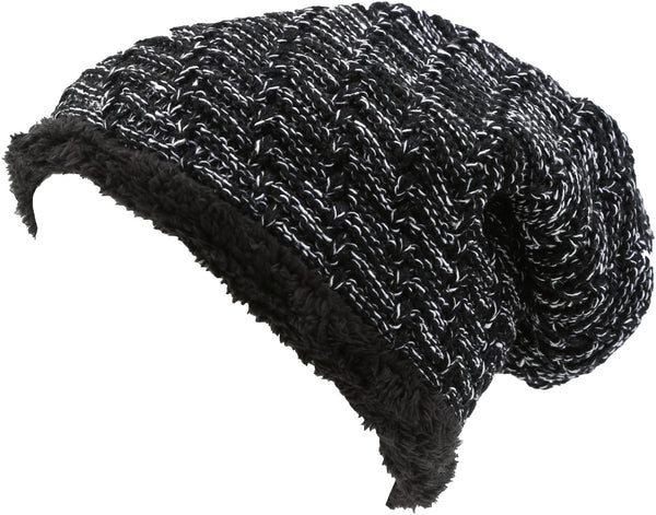 sakkas Sakkas Veloce Tall Long Heathered Faux Fur Shearling Lined Unisex Beanie Hat