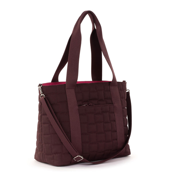Sakroots Arlo Large Tote Black Cherry Woven Quilted