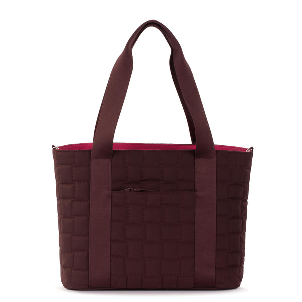 sakroots Arlo Large Tote Black Cherry Woven Quilted