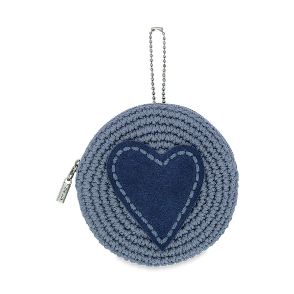 sakroots Circle Coin Pouch Maritime Indigo Suede Heart