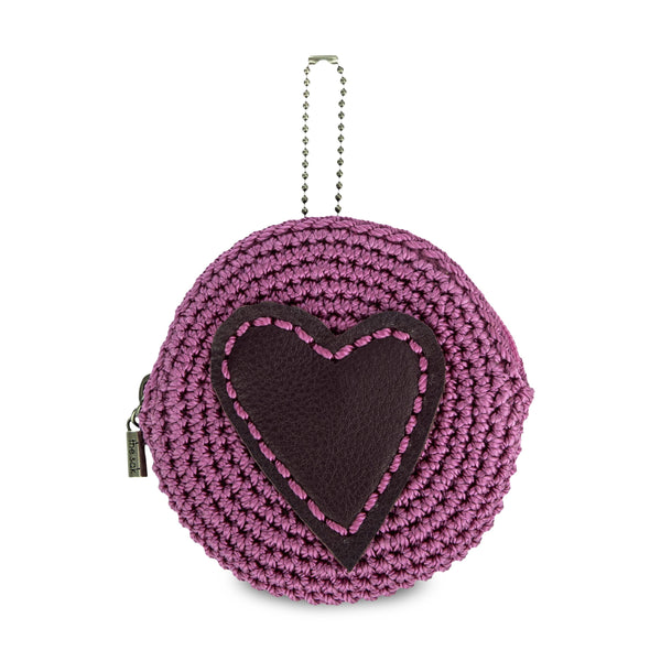 sakroots Circle Coin Pouch Radiant Orchid Aubergine Heart