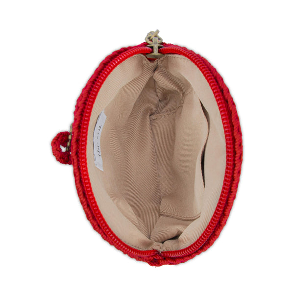 Sakroots Circle Coin Pouch Scarlet Black Cherry Heart