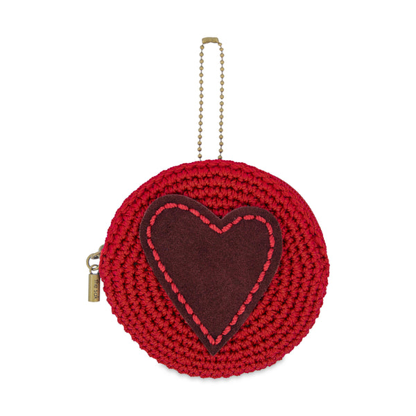 sakroots Circle Coin Pouch Scarlet Black Cherry Heart