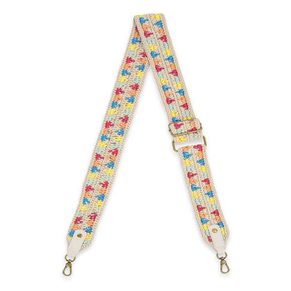 sakroots Crochet Crossbody Strap Ecru Multi Triangles