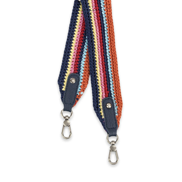 Sakroots Crochet Crossbody Strap Indigo Multi Stripe