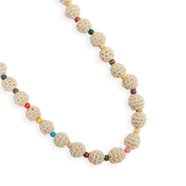 Sakroots Drea Crochet Bead Necklace Ecru Multi Beads