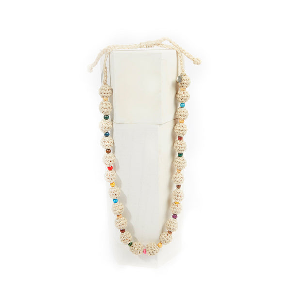 Sakroots Drea Crochet Bead Necklace Ecru Multi Beads