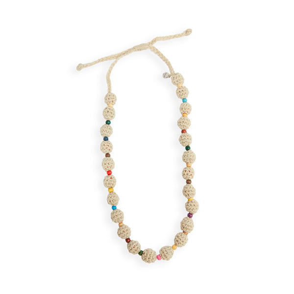 sakroots Drea Crochet Bead Necklace Ecru Multi Beads