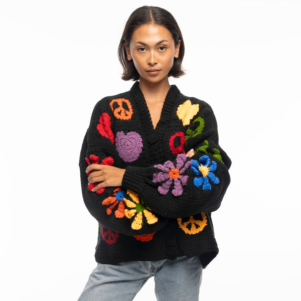 Sakroots Haven Oversized Cardigan Black Peace And Love