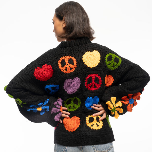 Sakroots Haven Oversized Cardigan Black Peace And Love