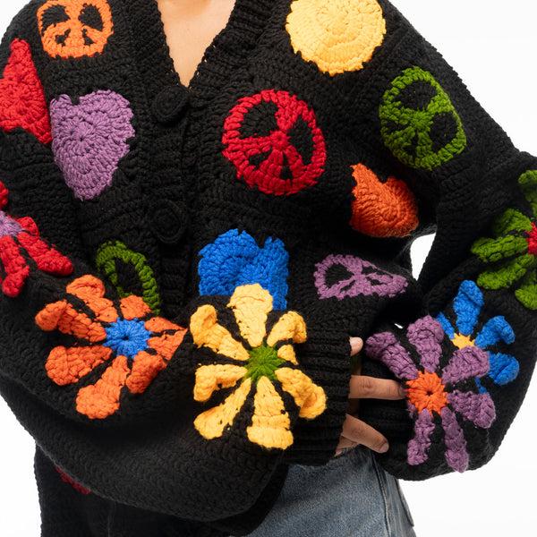 Sakroots Haven Oversized Cardigan Black Peace And Love