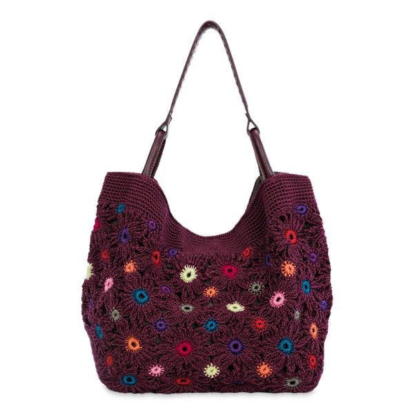 Sakroots Los Feliz Large Tote Black Cherry Multi Flower