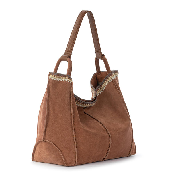 Sakroots Los Feliz Large Tote Tobacco Suede Blanket Stitch
