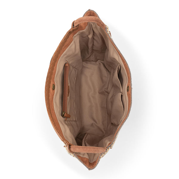 Sakroots Los Feliz Large Tote Tobacco Suede Blanket Stitch