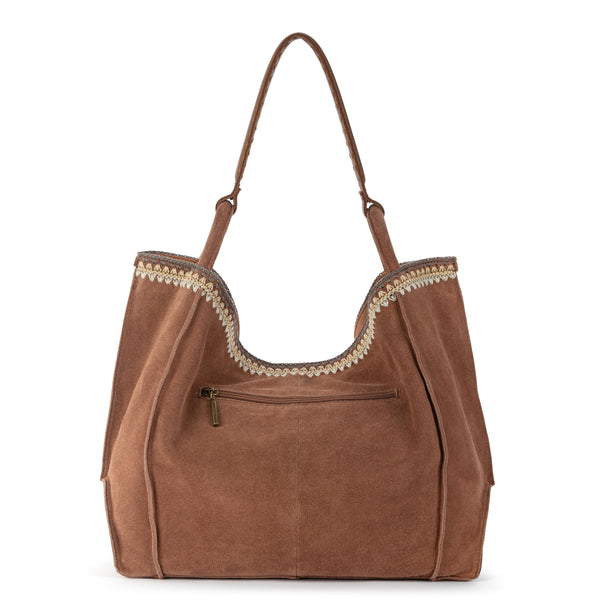 Sakroots Los Feliz Large Tote Tobacco Suede Blanket Stitch
